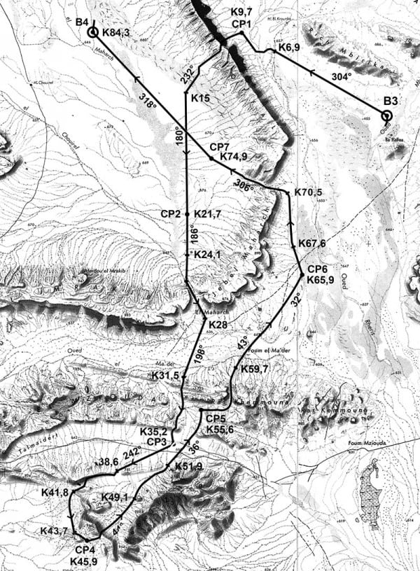 2016 Marathon des Sables Stage 4 Roadbook map