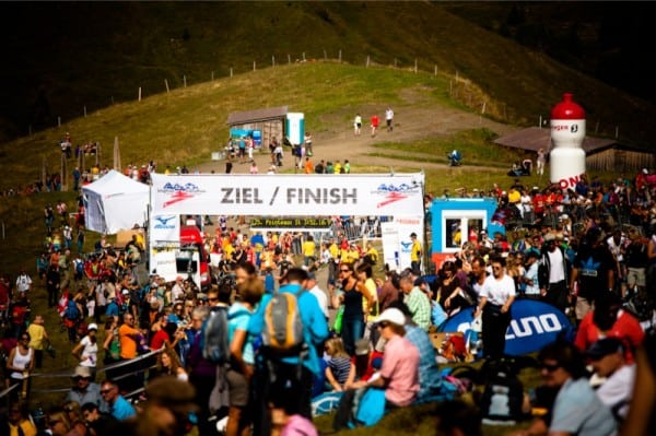 The finish area of the 2012 Jungfrau Marathon. 2012 Jungfrau Marathon finish