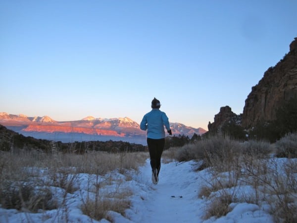 Heading out of Hidden Valley (toward the La Sal Mountains) on a chilly evening. Hidden Valley - La Sal Mountains - trail running