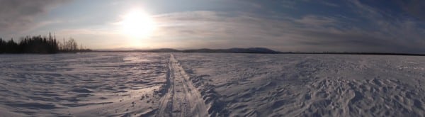 Day 3, leaving Skwentna and heading toward the Shell Hills. Iditarod Trail Invitational 2012 - Skwentna