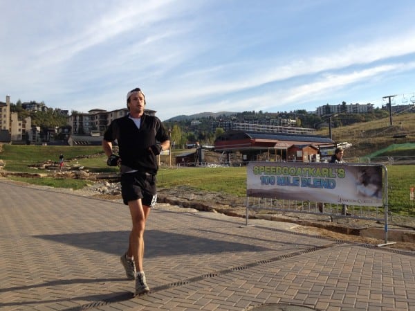 Karl Meltzer finishing the 2012 Run Rabbit Run 100. Karl Meltzer - 2012 Run Rabbit Run 100 finish