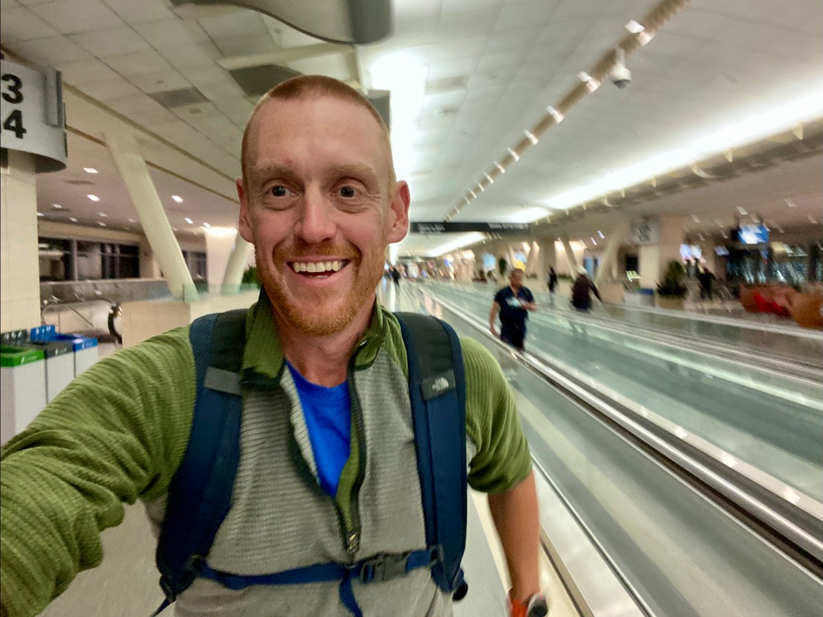 SFO Airport Mile, Giving it my best shot in the San Francisco airport's international terminal while on my running streak.