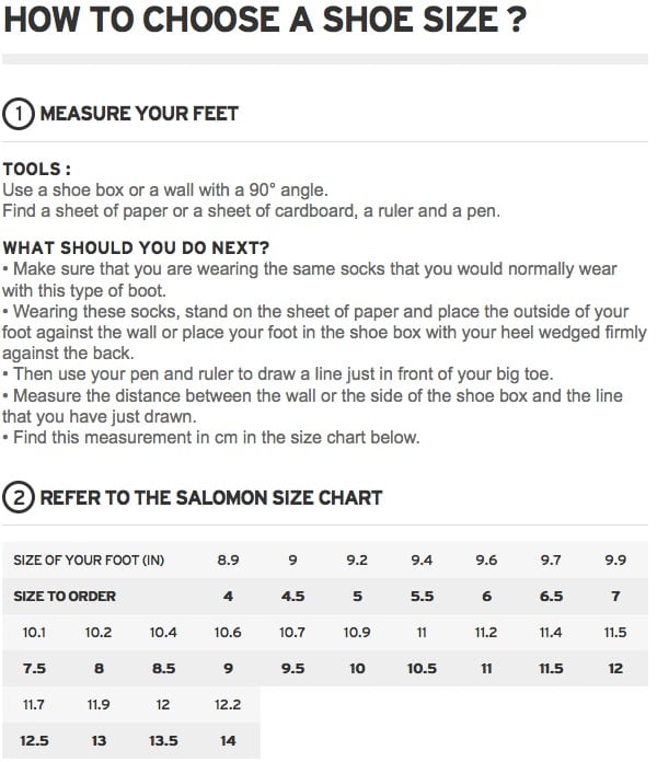 salomon shoe guide