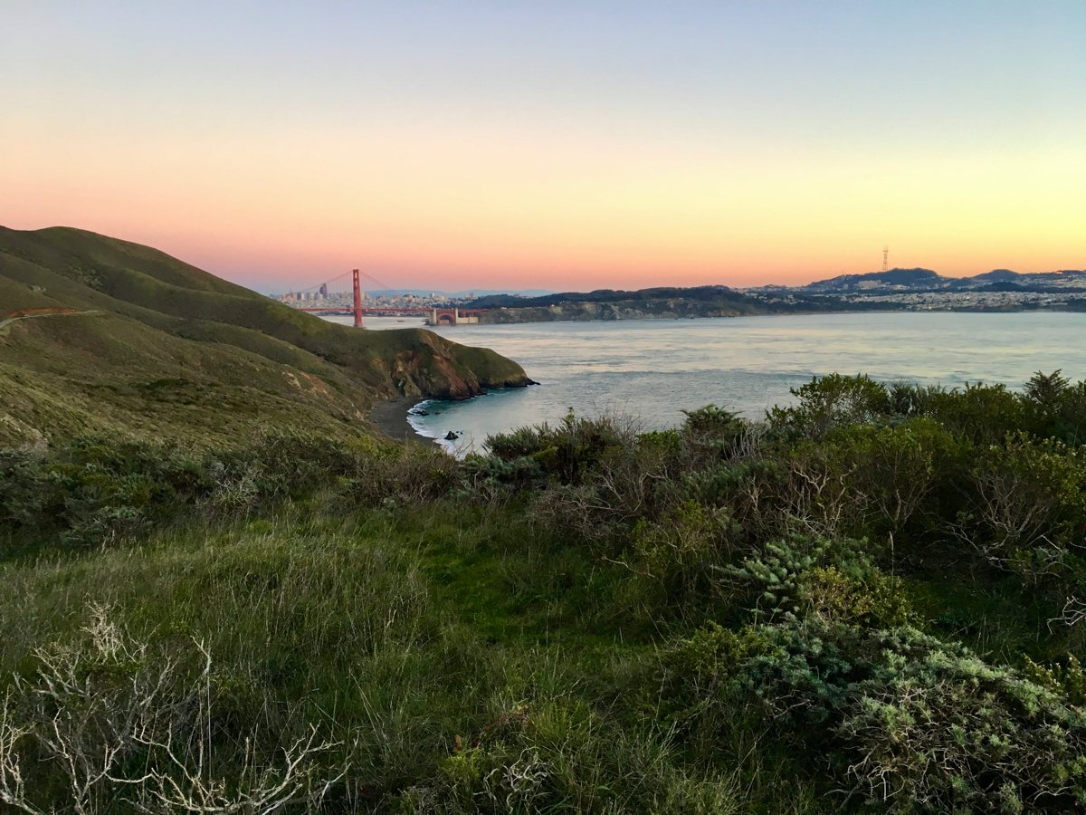 Sunset over the Golden Gate bridge
