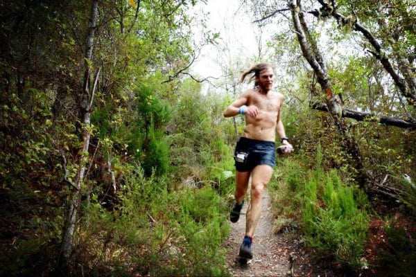 Timothy Olson running around kilometer 65 of the Tarawera 100k